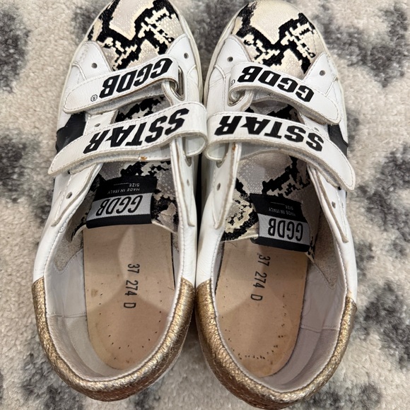 GOLDEN GOOSE White and Black SNAKESKIN OLD SCHOOL Sneakers 37/7 - Picture 10 of 10
